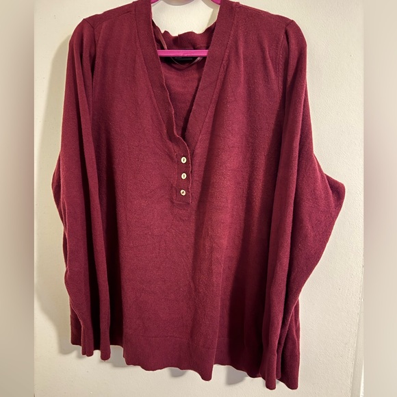 Lane Bryant V-Neck Burgundy Sweater - Picture 4 of 6